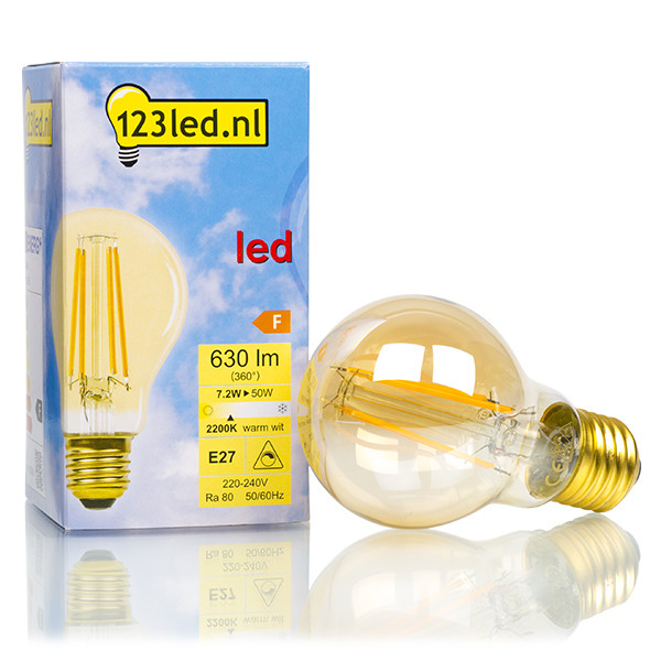 123inkt 123led E27 ampoule LED à filament poire or dimmable 7,2W (50W)  LDR01656 - 1