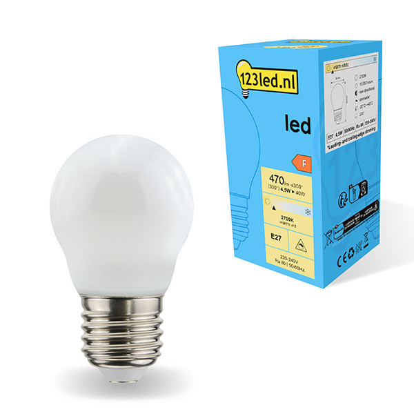 123inkt 123led E27 ampoule LED sphérique mate dimmable 2700K 4,5W (40W)  LDR01818 - 1