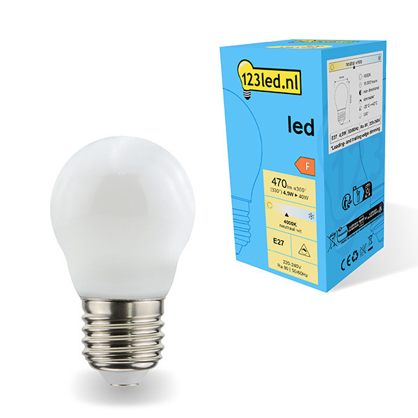 123inkt 123led E27 ampoule LED sphérique mate dimmable 4000K 4,5W (40W)  LDR01820 - 1