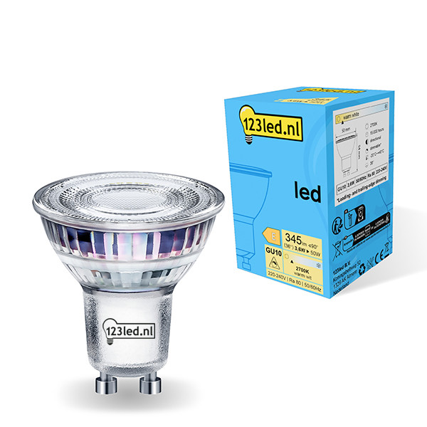 123inkt 123led GU10 spot LED verre dimmable 2700K 3,6W (50W) 72137700c LDR01728 - 1