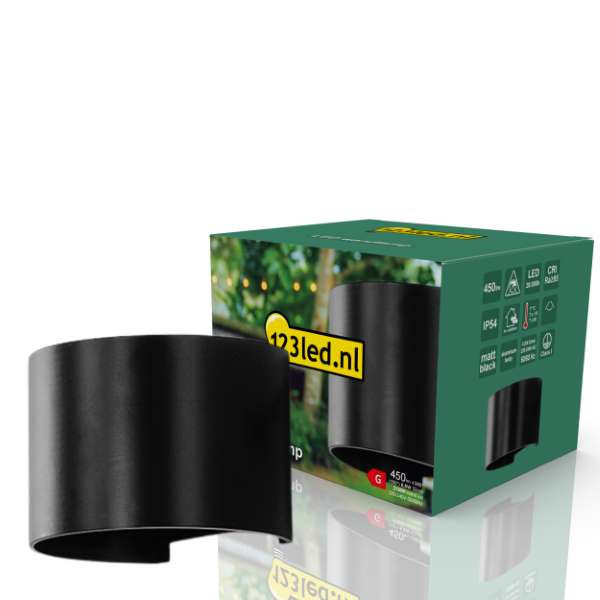 123inkt 123led applique murale Alvin 2700K - noir HS-6W-WOD001-ND LDR08548 - 2