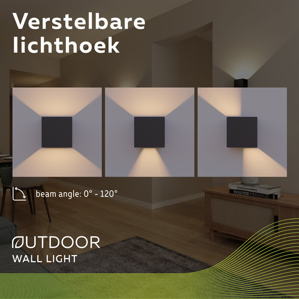 123inkt 123led applique murale Amarillo 1800-2700K - noir HS-6W-WOD001-DTW-BLACK LDR08547 - 3