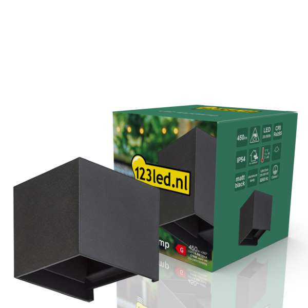 123inkt 123led applique murale Amarillo 2700K - noir HS-6W-WOD001-BLACK LDR08546 - 2