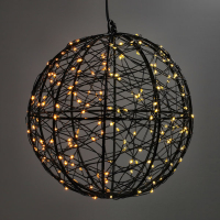123led boule lumineuse de Noël Ø 18 cm extra blanc chaud & blanc chaud 200 lumières - noir LDR07334