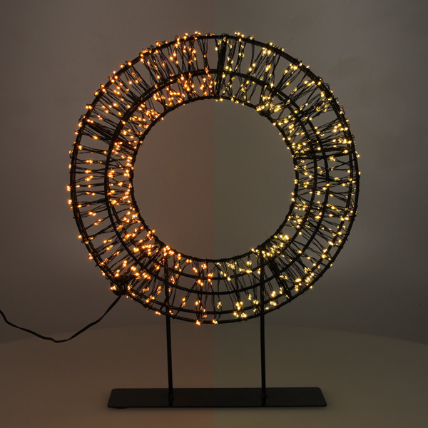 123led couronne de Noël sur pied 28 cm extra blanc chaud & blanc chaud 800 lampes LED - noir LDR07324 - 1