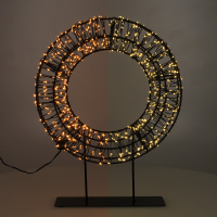 123led couronne de Noël sur pied 28 cm extra blanc chaud & blanc chaud 800 lampes LED - noir LDR07324