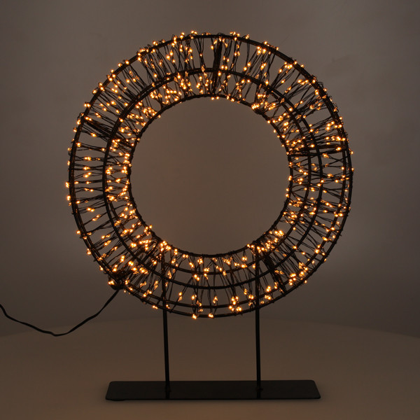 123led couronne de Noël sur pied 28 cm extra blanc chaud & blanc chaud 800 lampes LED - noir LDR07324 - 2
