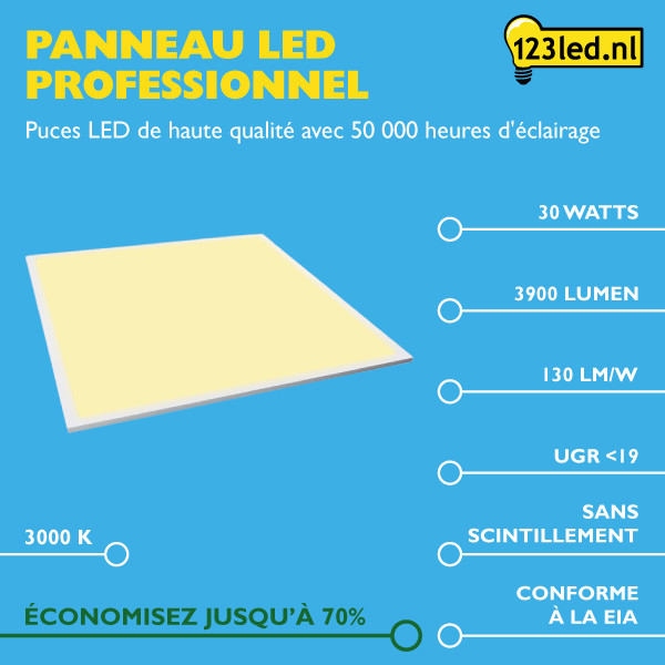 123inkt 123led panneau 60x60 cm | 3000K | 3900 lumens (30W) - blanc chaud 0801109L123 911401850782c LDR08664 - 2