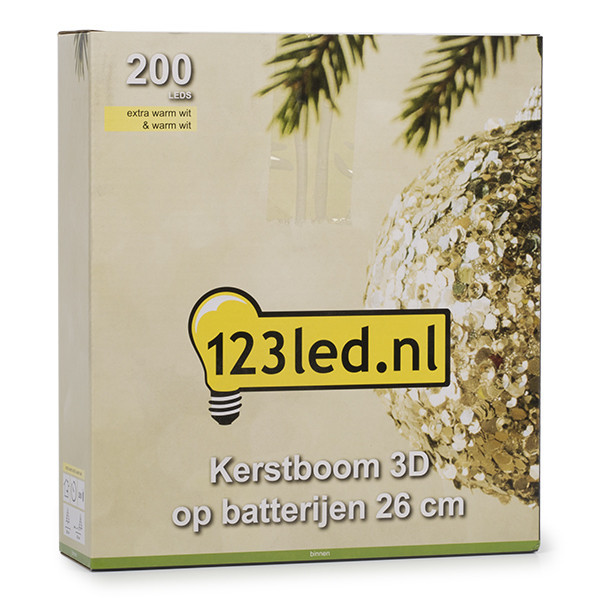 123led sapin de Noël 3D à piles 26 cm blanc extra chaud & blanc chaud 200 lumières - noir LDR07286 - 5