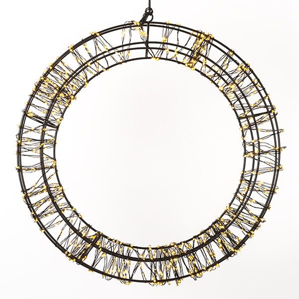 Couronne de Noël avec œillet de suspension Ø 36 cm blanc extra chaud & blanc chaud 800 lampes - noir LDR07270 - 2