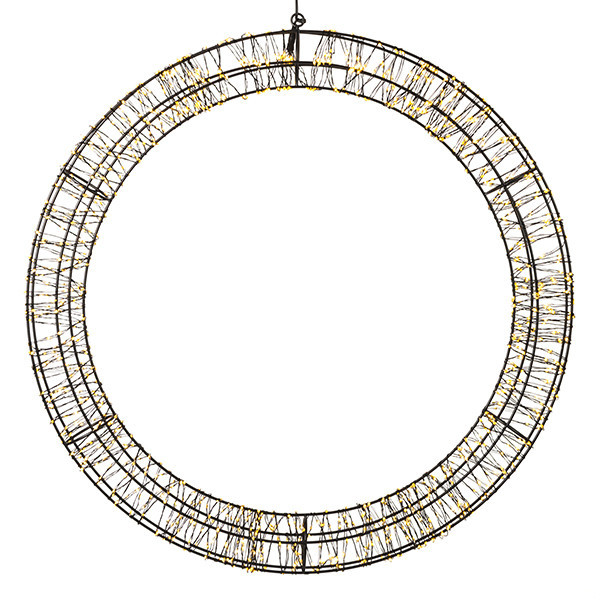Couronne de Noël avec œillet de suspension Ø 56 cm blanc extra chaud & blanc chaud 1200 lampes - noir LDR07271 - 2
