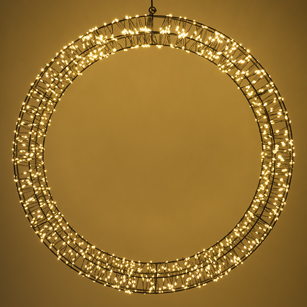 Couronne de Noël avec œillet de suspension Ø 56 cm blanc extra chaud & blanc chaud 1200 lampes - noir LDR07271 - 3