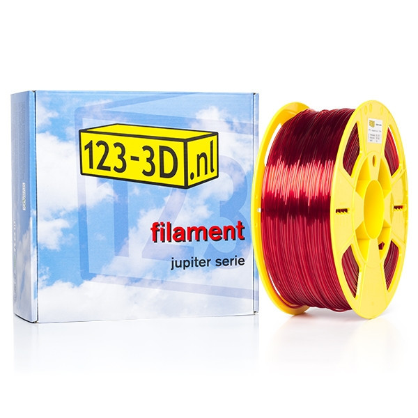 123inkt Filament 1,75 mm PETG 1 kg série Jupiter (marque 123-3D) - rouge transparent  DFP01178 - 1