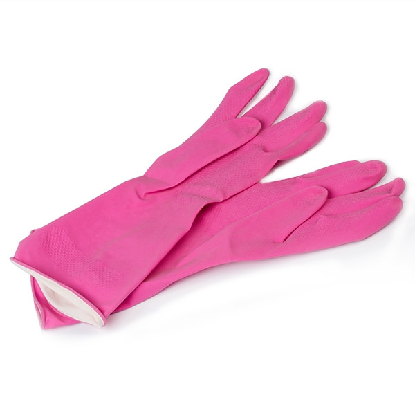 123inkt Gants de ménage taille L - rose/jaune  SDR00080 - 1