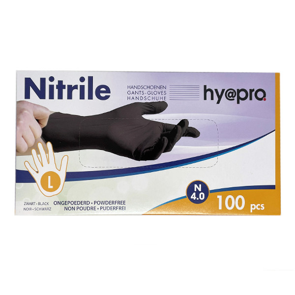 123inkt Gants en nitrile taille L non poudrés (100 pièces) - noir  SDR00444 - 1