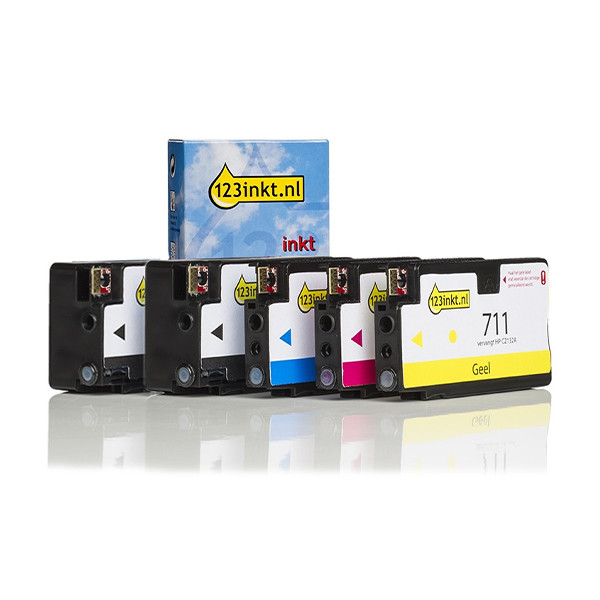 123inkt Marque 123encre remplace HP 711 multipack 2x noir + 3 couleurs  160734 - 1