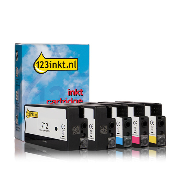 123inkt Marque 123encre remplace HP 712 multipack 2x noir + 3 couleurs  160735 - 1
