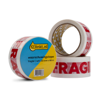 Offre: 3x 123encre ruban d'avertissement 'Fragile' 50 mm x 66 m (3 rouleaux) - blanc