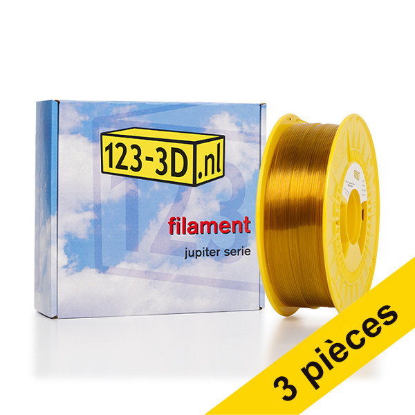 123inkt Offre: 3x filament 1,75 mm PETG 1 kg série Jupiter (marque 123-3D) - jaune transparent  135590 - 1