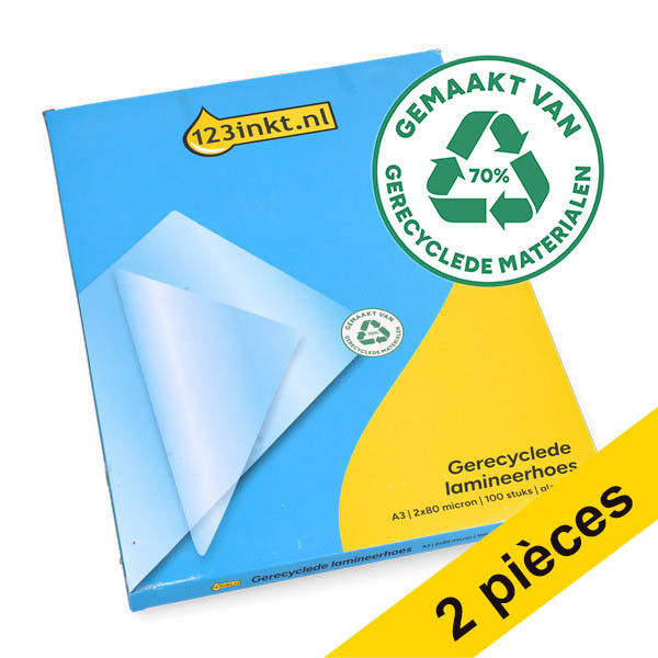 Offre : 2x 123encre pochette de plastification recyclée A3 brillante 2x80 microns (100 pièces) 303175 - 1
