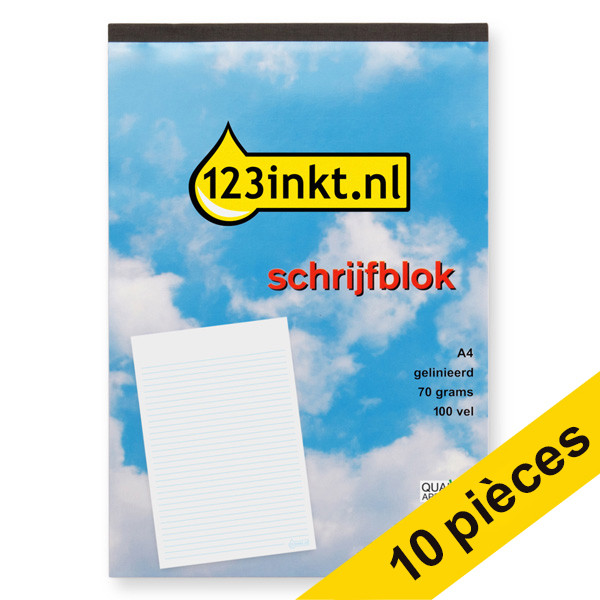 Offre : 10x 123encre bloc-notes A4 ligné 70 g/m² 100 feuilles
