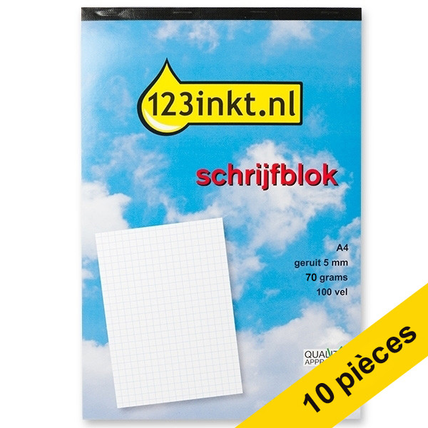 123inkt Offre : 10x 123encre bloc de cours A4 quadrillé 5 mm 70 g/m² 100 feuilles  300572 - 1