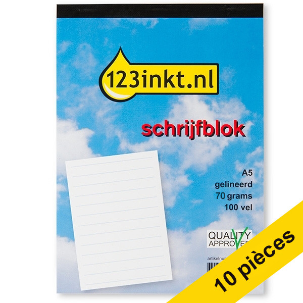 123inkt Offre : 10x 123encre bloc de cours A5 ligné 70 g/m² 100 feuilles  300788 - 1