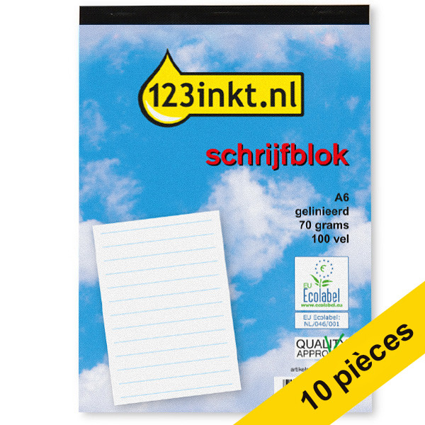 123inkt Offre : 10x 123encre bloc de cours A6 ligné 70 g/m² 100 feuilles  300789 - 1