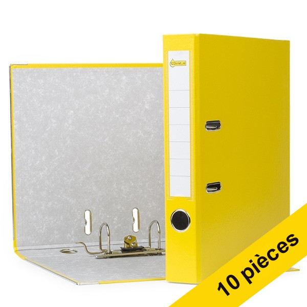 Offre : 10x 123encre classeur à levier A4 polypropylène 50 mm - jaune 300378 - 1