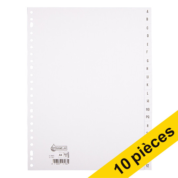 123inkt Offre : 10x 123encre intercalaires en carton A4 avec onglets A-Z (23 trous) - blanc  301887 - 1
