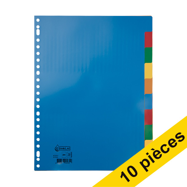 123inkt Offre : 10x 123encre intercalaires en plastique A4 avec 10 onglets (23 trous)  301716 - 1