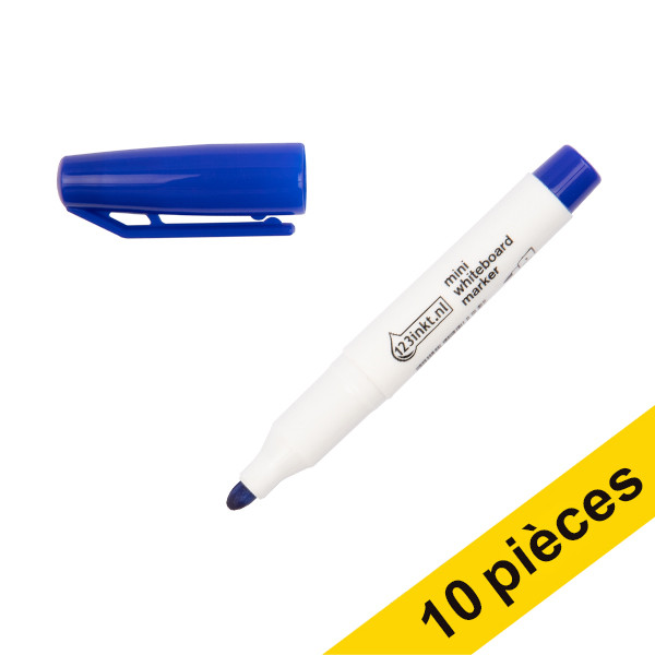 123inkt Offre : 10x 123encre marqueur mini pour tableau blanc (1 mm - ogive) - bleu  390571 - 1