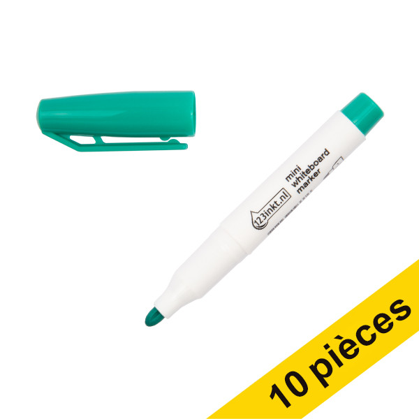 123inkt Offre : 10x 123encre marqueur mini pour tableau blanc (1 mm - ogive) - vert  390573 - 1