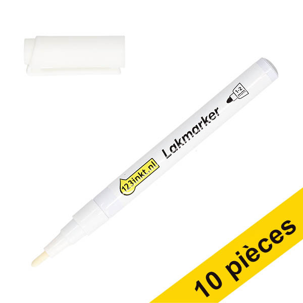 Offre : 10x 123encre marqueur peinture (1-2 mm ogive) - blanc 303318 - 1