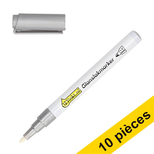 Offre : 10x 123encre marqueur peinture brillante (1 - 2 mm ogive) - argent 303324 - 1