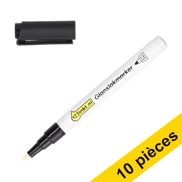 Offre : 10x 123encre marqueur peinture brillante (1 - 2 mm ogive) - noir 303321 - 1