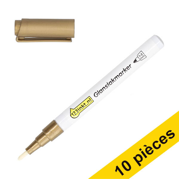 Offre : 10x 123encre marqueur peinture brillante (1 - 2 mm ogive) - or 303323 - 1