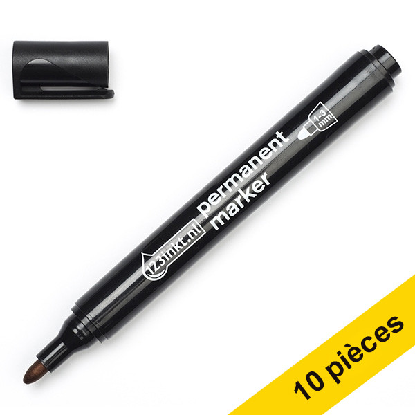 123inkt Offre : 10x 123encre marqueur permanent (2,5 mm ogive) - noir  300397 - 1