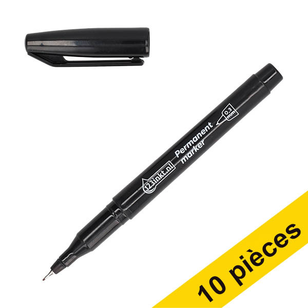 Offre : 10x 123encre marqueur permanent ultra fin (0,3 mm ogive) - noir 303296 - 1