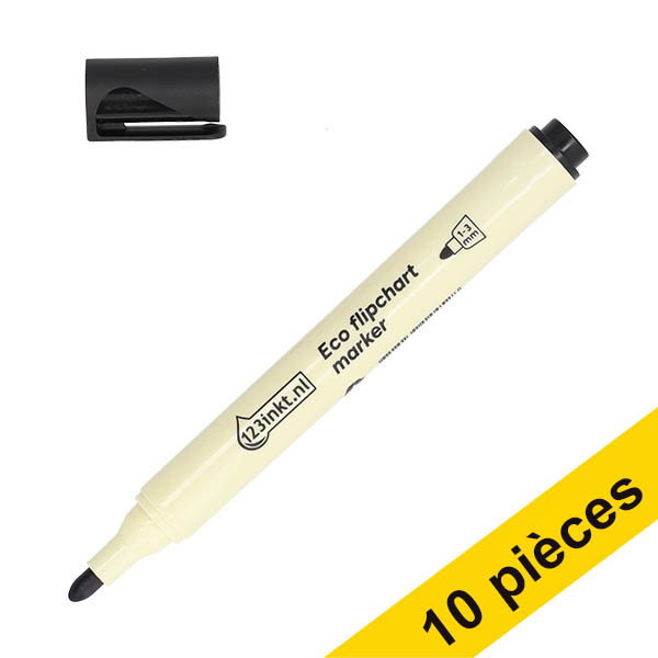Offre : 10x 123encre marqueur pour chevalet écologique (1 - 3 mm ogive) - noir 303327 - 1