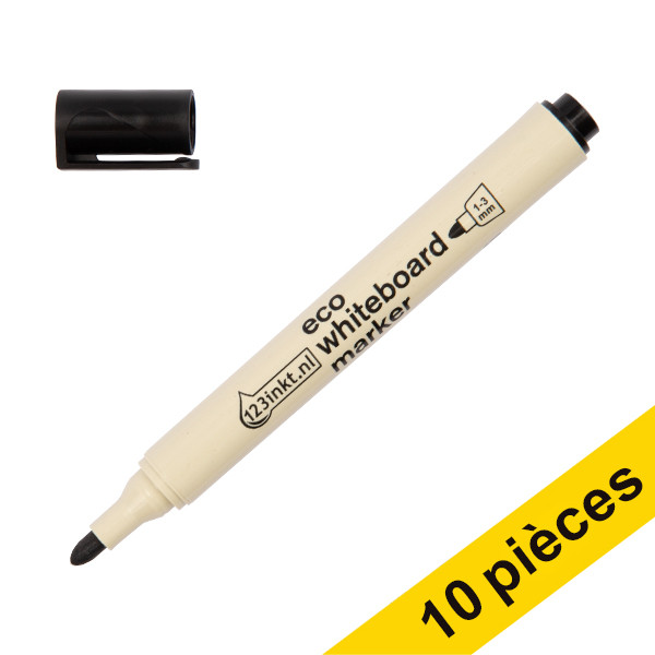 123inkt Offre : 10x 123encre marqueur pour tableau blanc écologique (1 - 3 mm ogive) - noir  390585 - 1