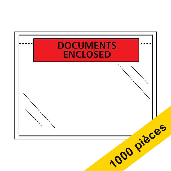 Offre : 10x 123encre pochette porte-documents 'documents enclosed' 165 x 122 mm - A6 (100 pièces) 302756 - 1