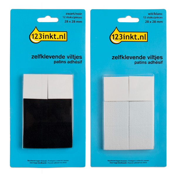 123inkt Offre : 123encre patins adhésifs carrés 28 mm (24 pièces) - noir/blanc  301031 - 1