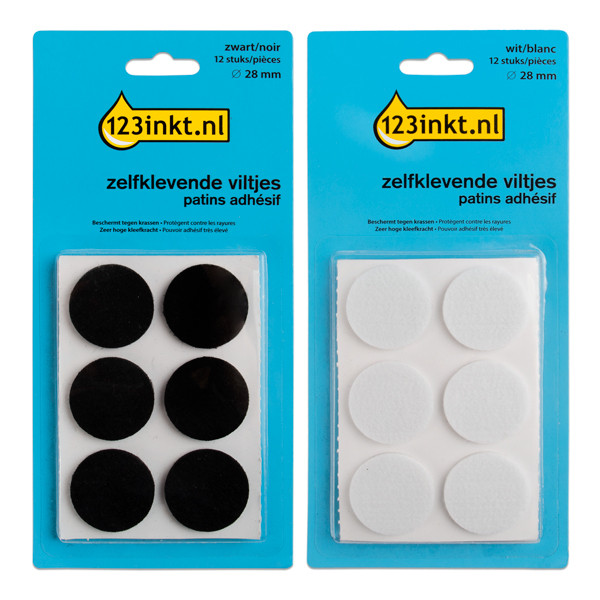 123inkt Offre : 123encre patins adhésifs ronds 28 mm (24 pièces) - noir/blanc  301030 - 1