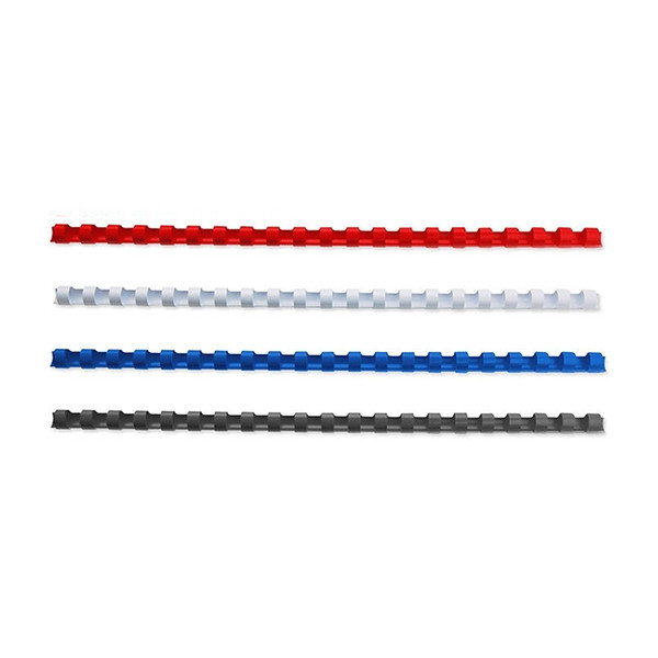 Offre : 123encre peigne de reliure 12 mm (400 pièces) - bleu, rouge, noir et blanc 340062 - 1