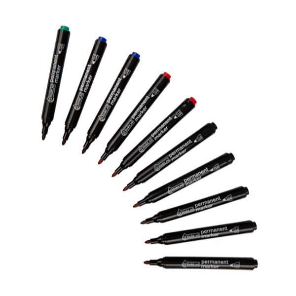 123inkt Offre : 123encre set de marqueurs permanents (10 pièces) - noir/rouge/bleu/vert  390660 - 1
