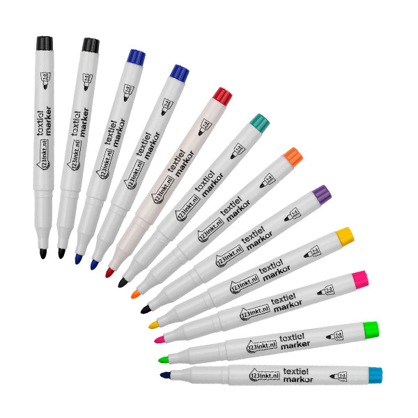 Offre : 12 x 123encre marqueur textile (10 couleurs) 301122 - 1