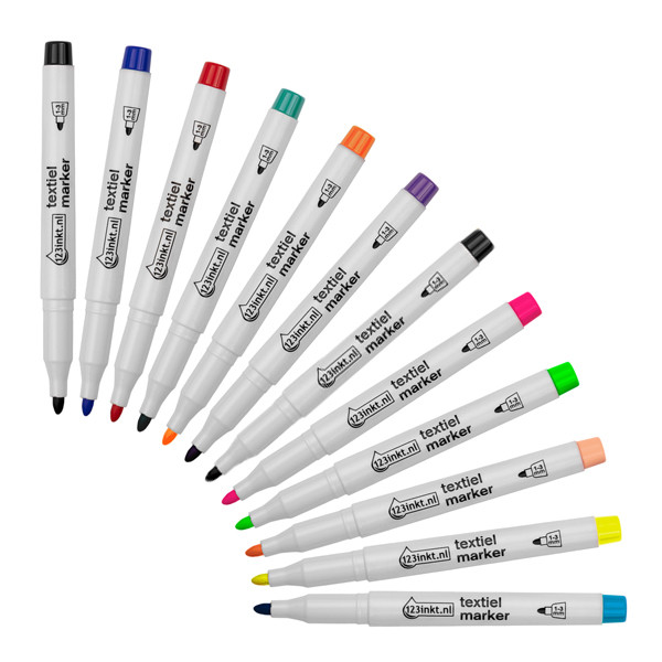 123inkt Offre : 12 x 123encre marqueur textile (11 couleurs)  301122 - 1