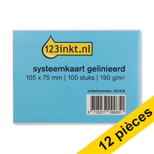 Offre : 12x 123encre fiche Bristol lignée 105 x 75 mm (100 pièces) 301417 - 1