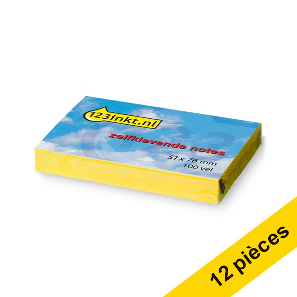 123inkt Offre : 12x 123encre notes autocollantes 51 x 76 mm - jaune 656CYC 300067 - 1